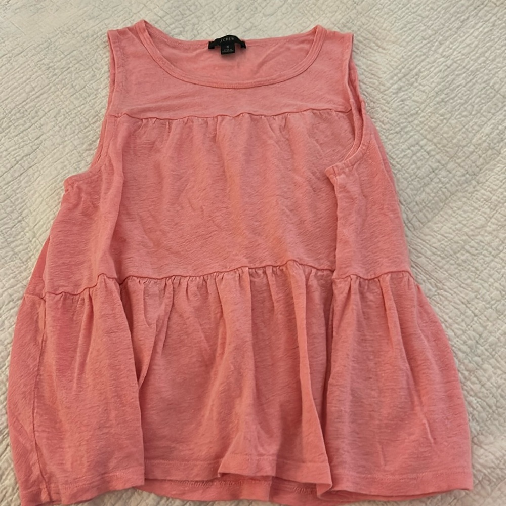 J. Crew Linen Tiered Tank Top Women’s Small
